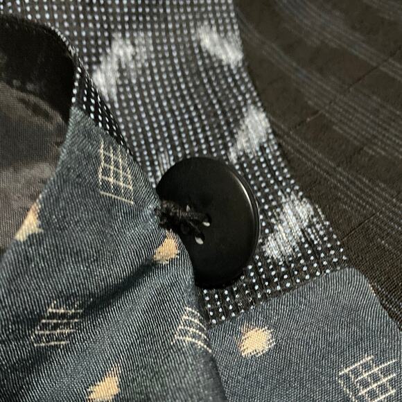 Silk Blend Kimono Vest Vintage Size Large Made in Korea Print Block Patchwork - Picture 8 of 11